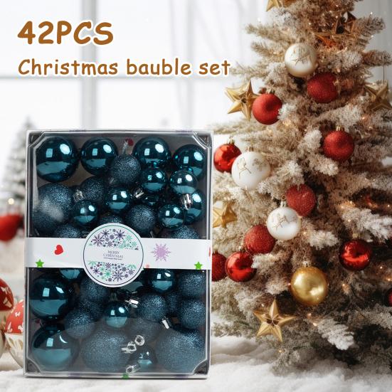 42Pcs 3/4/5cm Christmas Balls Set Glitter Surface Various Pattern Christmas Balls Shatterproof Home Reusable Ornaments