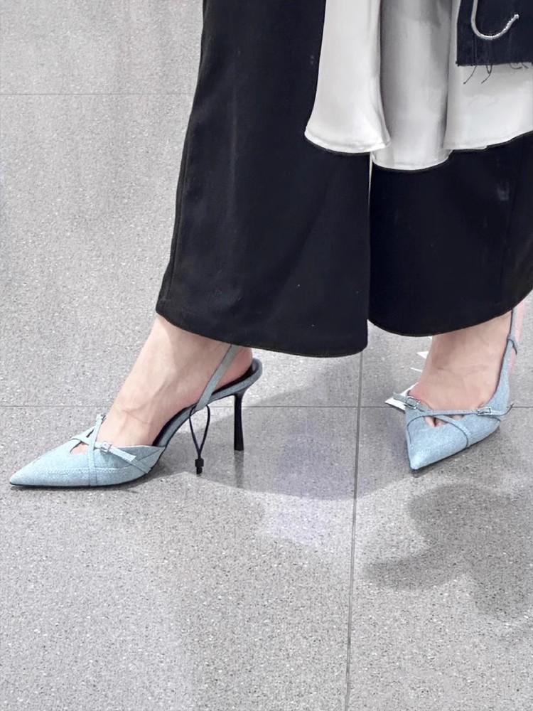 

Женские босоножки на высоком каблуке, летние, новые, роскошные, дизайнерские, модные, элегантные, с острым носком, женские, износостойкие, босоножки на высоком каблуке для активного отдыха 38 синий