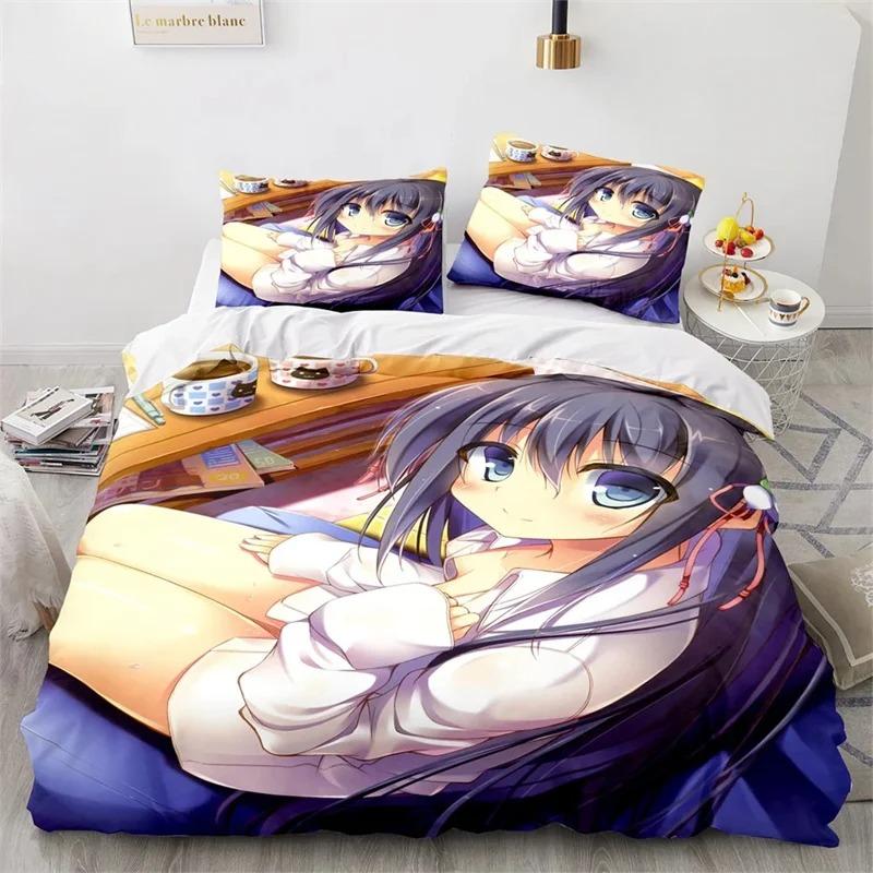 Anime Kawaii Sexy Girl Bettwäscheset Jungen Mädchen Einzelbett Queen-Size Bettbezug Kissenbezug Bett Kinder Erwachsene Mode Heimtextil