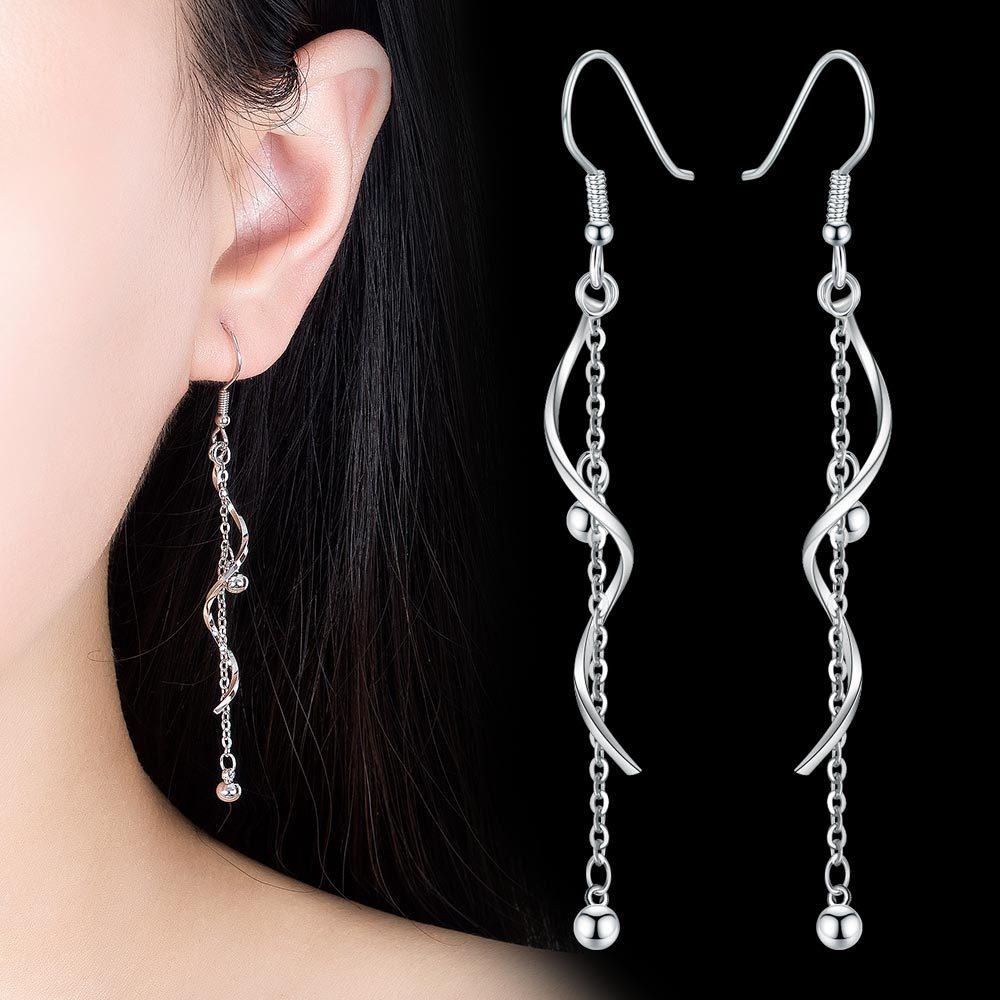 Wavy Beauty Style Exaggerated Tassel Chain Mid-length Ear Hooks Earrings