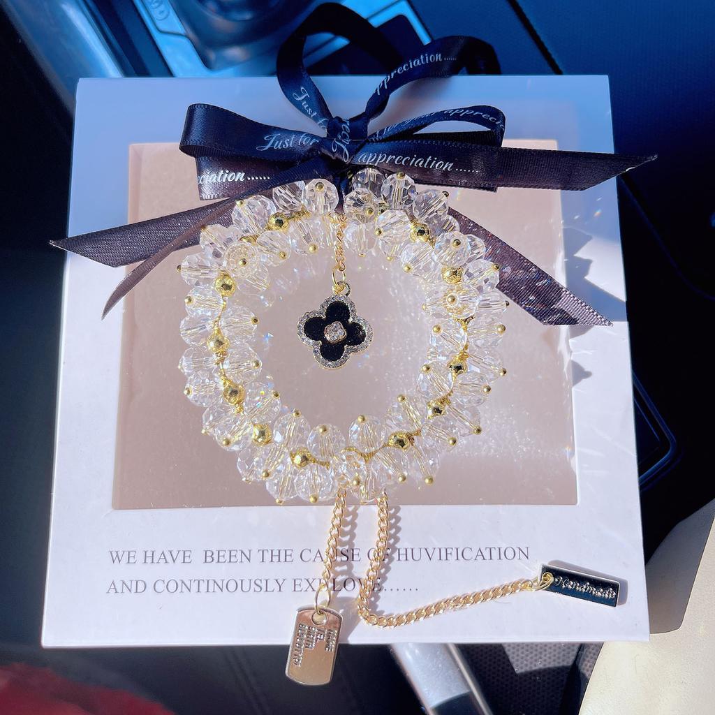 Women S Four Leaf Clover Rhinestone Crystal Car Pendant Interior Decoration