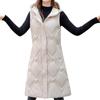 Womens Ladies Warm Plus Size Solid Color Hooded Single Breasted Medium Length Cotton Jacket Waistcoat Slim Cardigan Coat