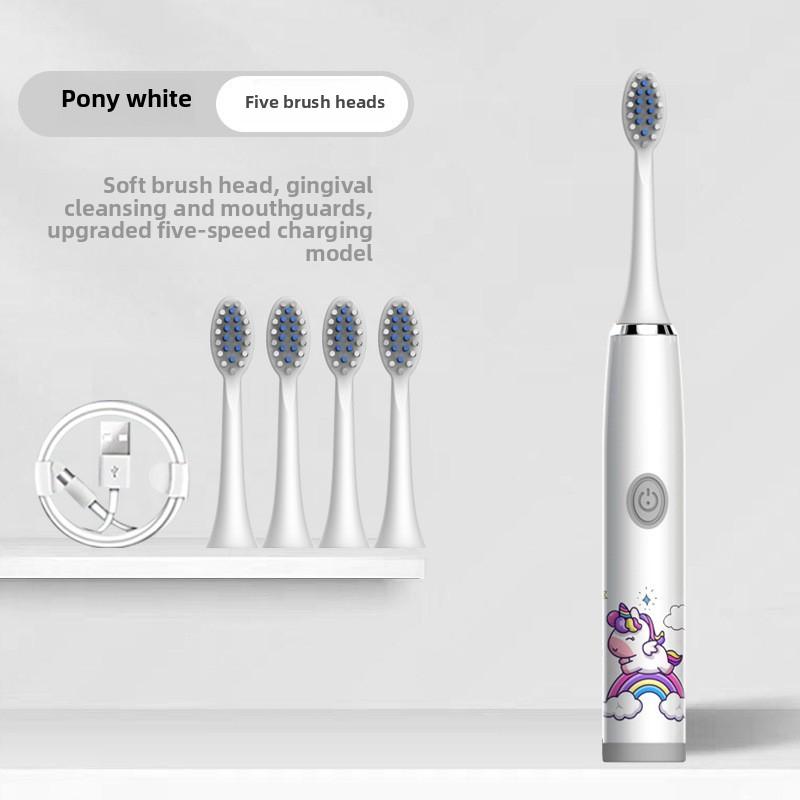 Children's Electric Toothbrush Cartoon Soft Hair IP7 Waterproof Sonic Automatic Ten Thousand Hair Brush U-shaped Toothbrush