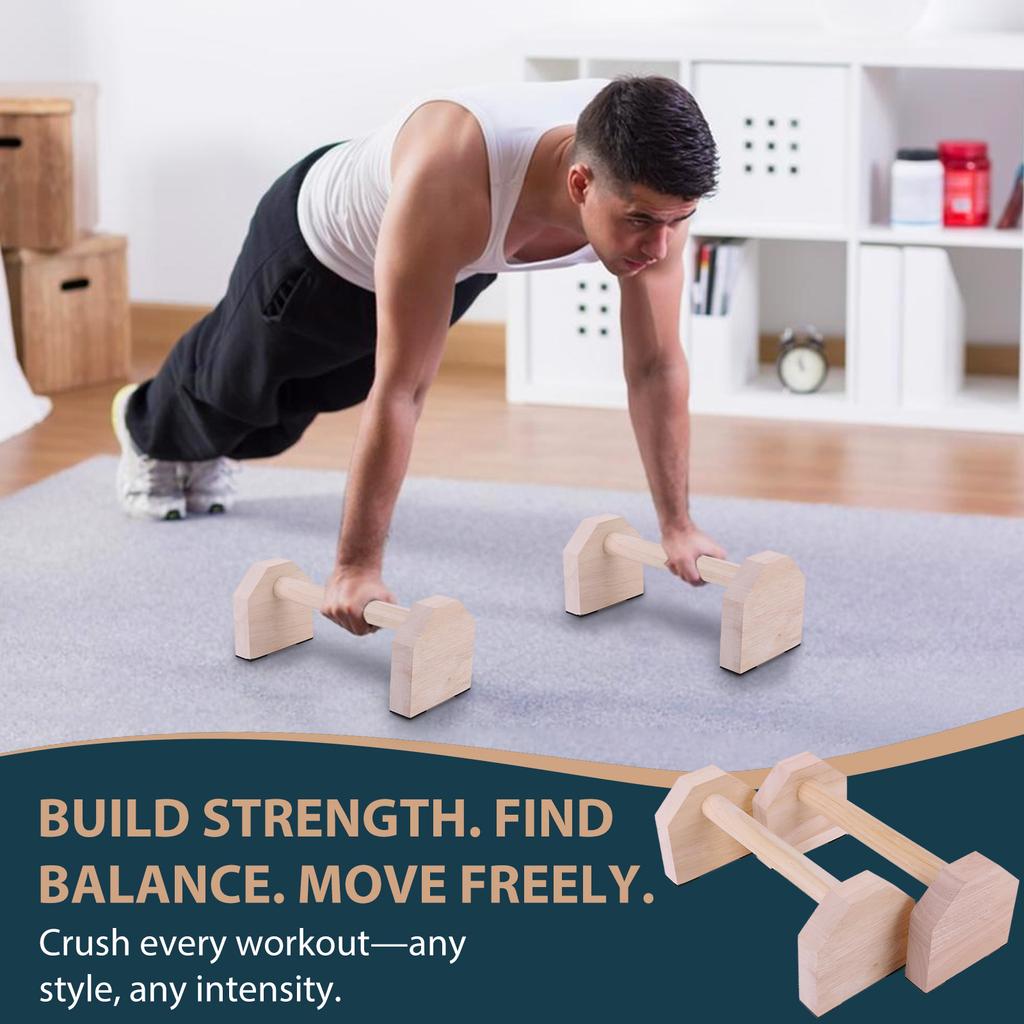 1 Paar Hölzerne Liegestützständer - 25cm Rutschfeste Basis für Heim- & Fitnessstudio Brust-Workout-Training