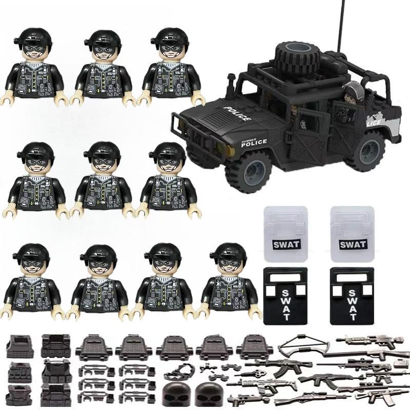 Bausteine Militär Hummer gepanzertes Fahrzeug Junge Spezialeinheit Zusammengebauter Spezialcontainer Spielzeug