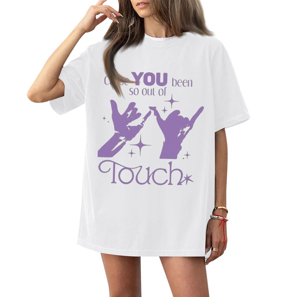 Dam T-shirt med tryck och rund hals och korta ärmar