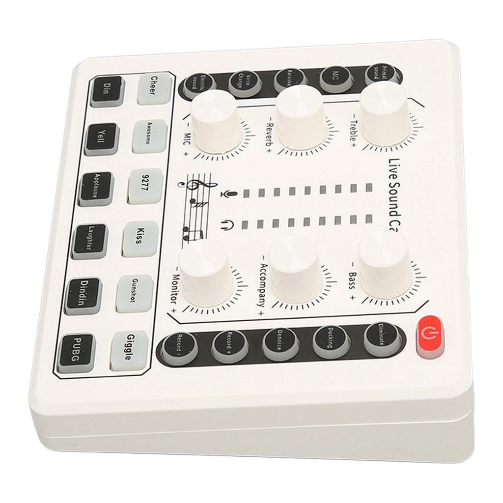 Live Sound Card Multiple Sound Effects Voice Changing Mini Sound Mixer Board for Live Streaming Home KTV