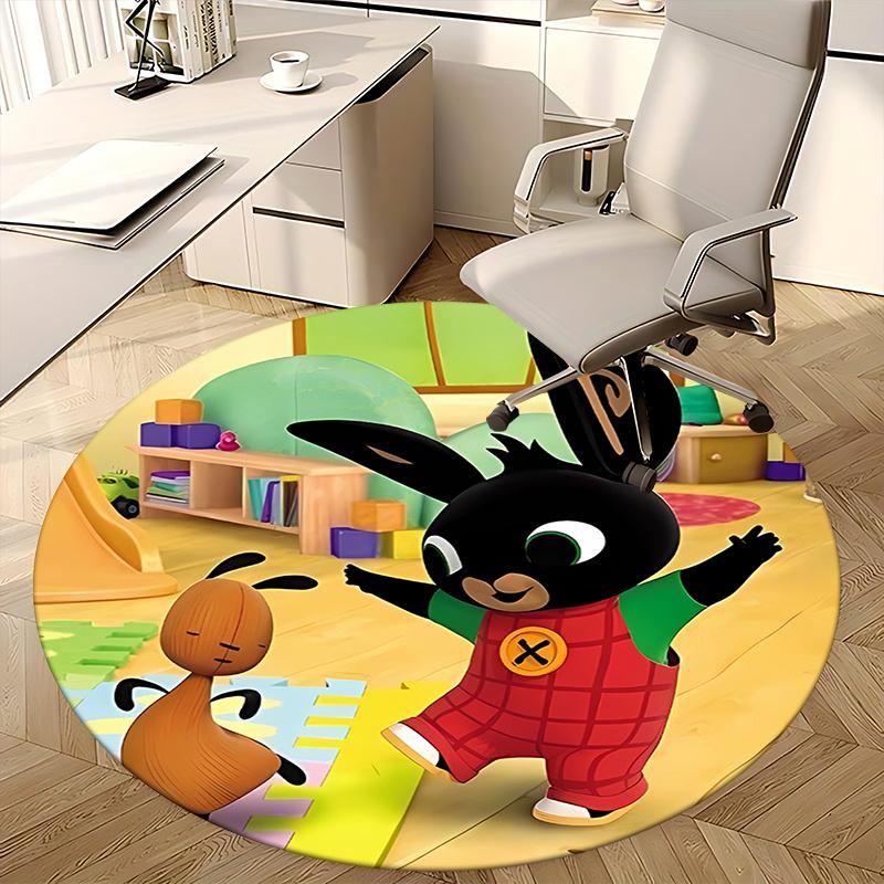 Bing Bunny,Wooden Toys Chair mat Round Rug Office carpet, Machine Washable, Non slip, Suitable for Living Rooms, Bedrooms