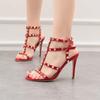 Fashion Sexy Rome Heels Sandals 10CM Nightclub Sexy Rivet Women Shoes 2024 New Fashion Galdiator Pumps Stilettos Heels Sandals Size34-41