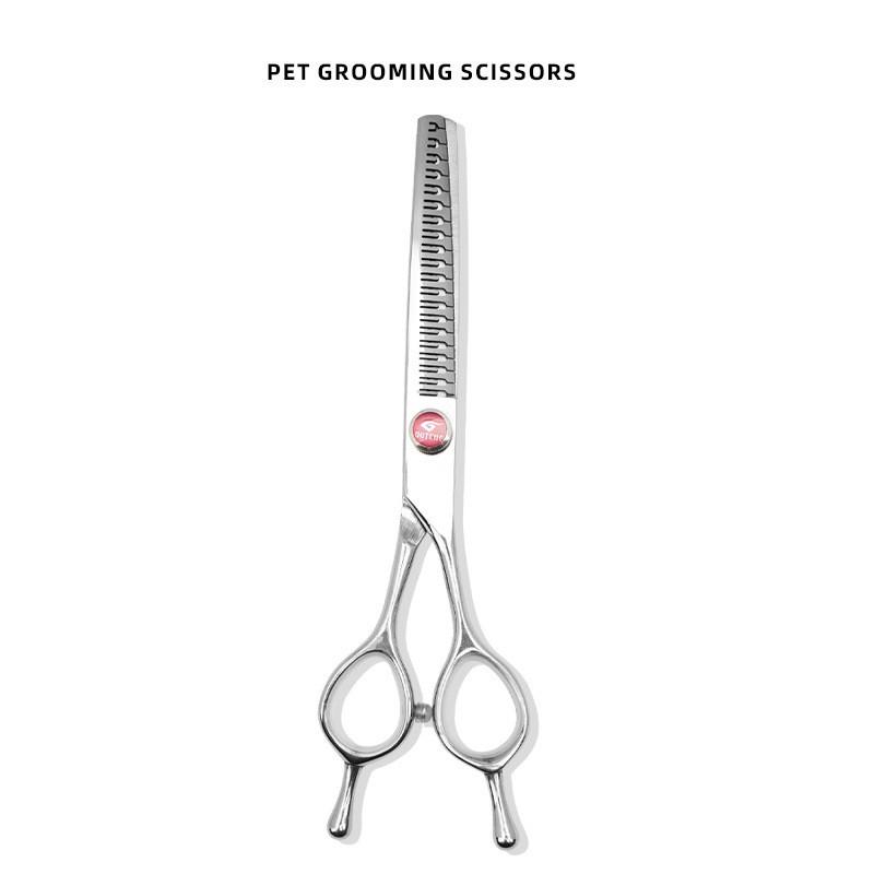 Professional Pet Grooming Scissors Set 6.5 Inch Stainless Steel Flat Curved Tooth Fishbone Fluffy Thinning Shears Dogs