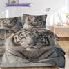 White Tiger Pattern Bedding Quilt Set Quilt Cover Pillowcase Home Decoration Birthday Gift (1 * duvet cover + 2 * pillowcase, without core)