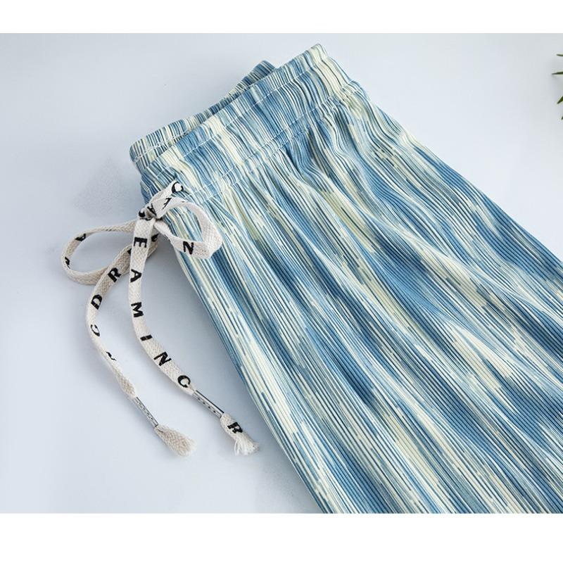 Ice Silk Wide Leg Pants Women's Pants Summer Thin Drape Loose Straight Black Casual Summer