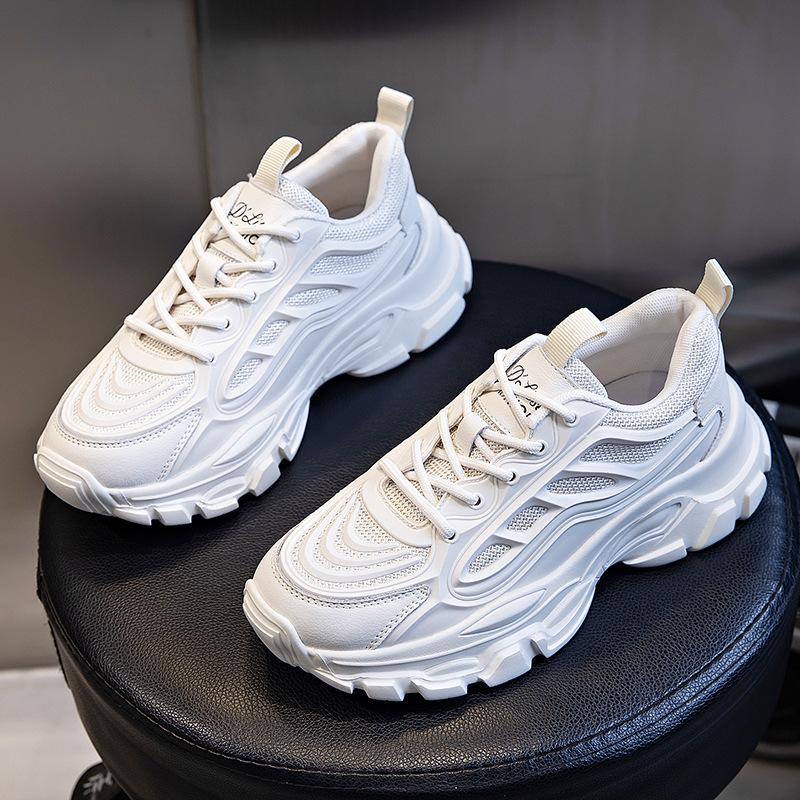 

Leather dad shoes women s ins tide running shoes spring 2025 new thick-soled heightening sports shoes women s casual women s shoes 40 бежевый