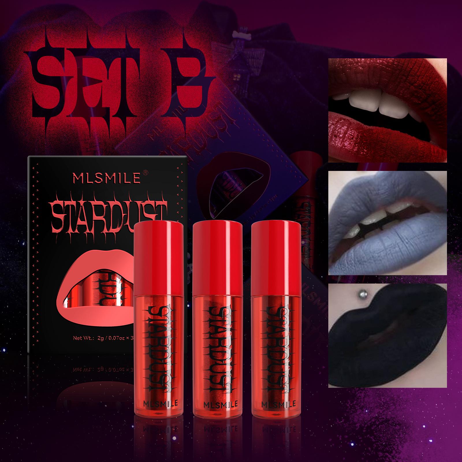 

Перламутровая помада Пудра Набор пудры Матовая матовая пудра с блестками Помада-глазурь для губ Праздничный сценический макияж 2g*3