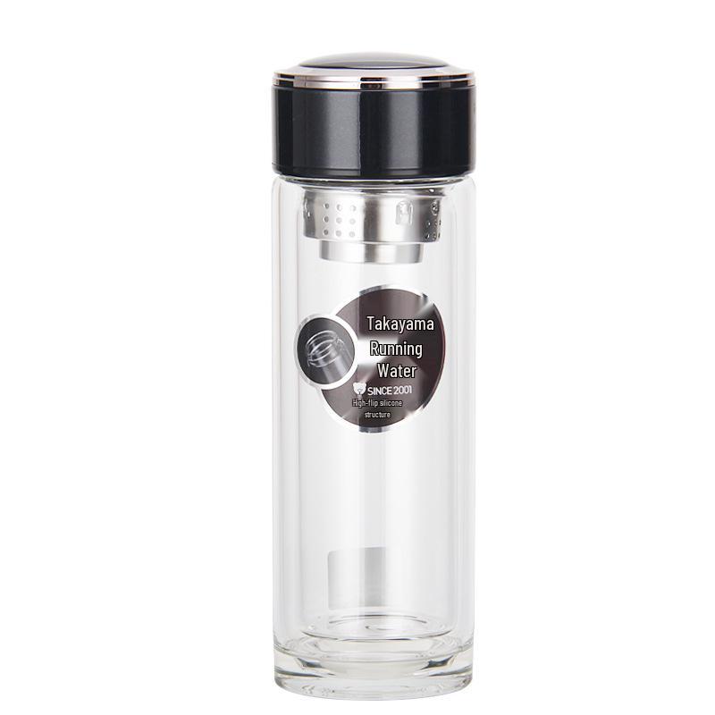Double-Layer High-Temperature Resistant Crystal Glass Tea Cup with Lid, Ideal for Brewing & Gifting