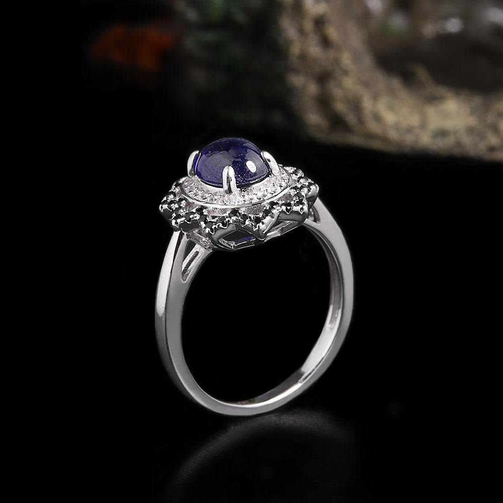 Inel Vintage din Argint Sterling 925 Safir Albastru Natural Umplut Pietre Prețioase Reale Bijuterii Fine de Lux Ușor pentru cadou de ziua de naștere pentru femei