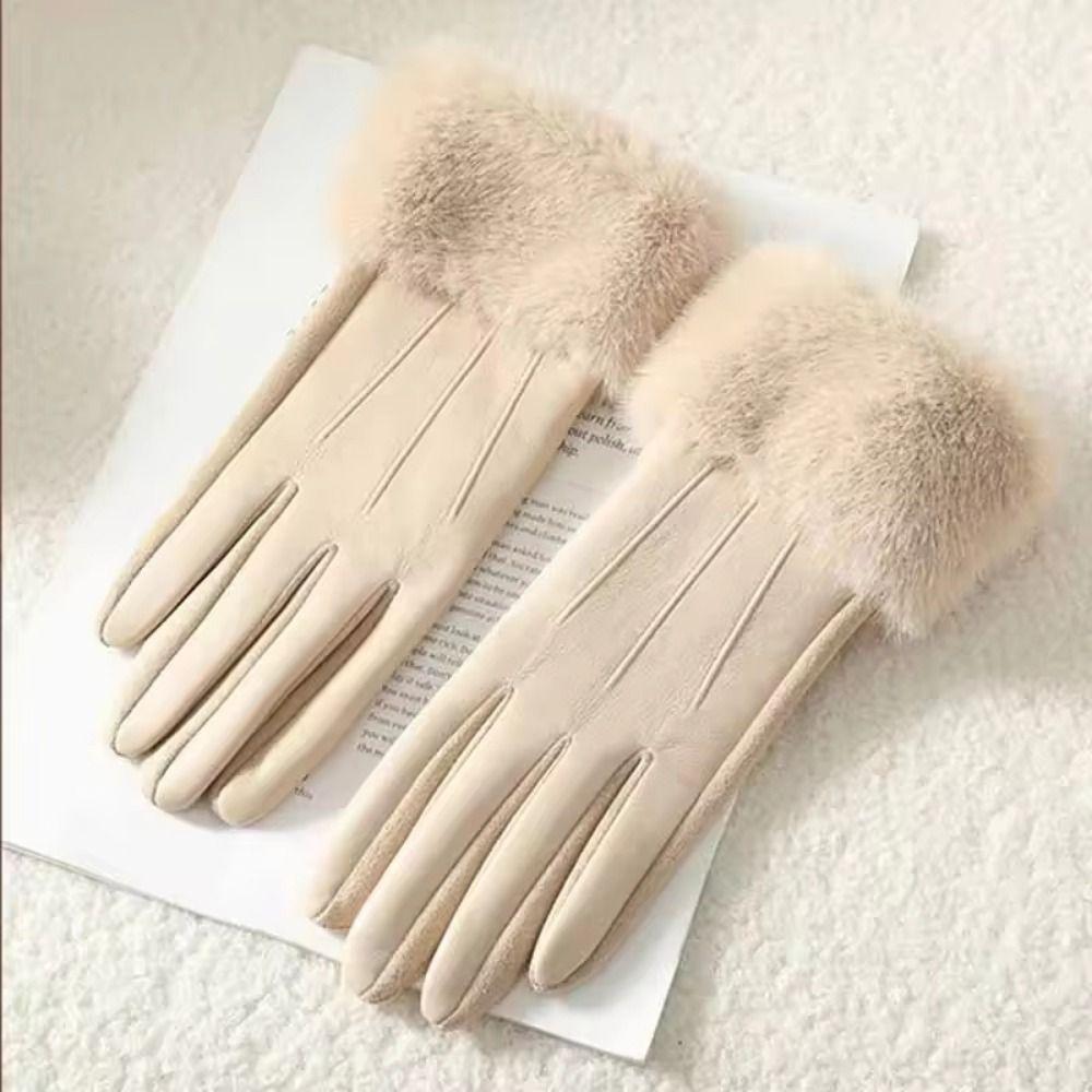Verdickte Damenlederhandschuhe Thermofutter Damen Winter Thermohandschuhe Party-Events