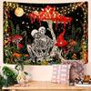Whimsical Skeletons and Mushrooms Tapestry  Perfect for Eclectic Decor  Vibrant Wall Hanging Adds Charm