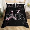 Vintage Eiffel Tower Duvet Cover Set Modern 3D Paris Theme Bedding Sets World Famous City Landscape Comforter Cover Quilt Cover
