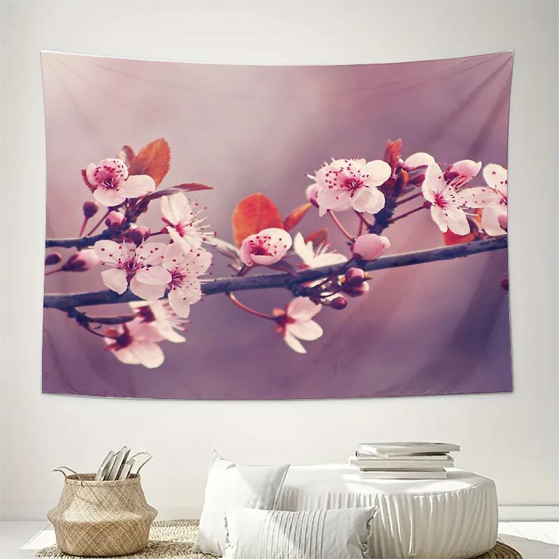 Japanese Cherry Blossom Tapestry Floral Wall Hanging Sakura Decor Aesthetic Room Decor Japanese Style Bohemian Tapestry Nature W