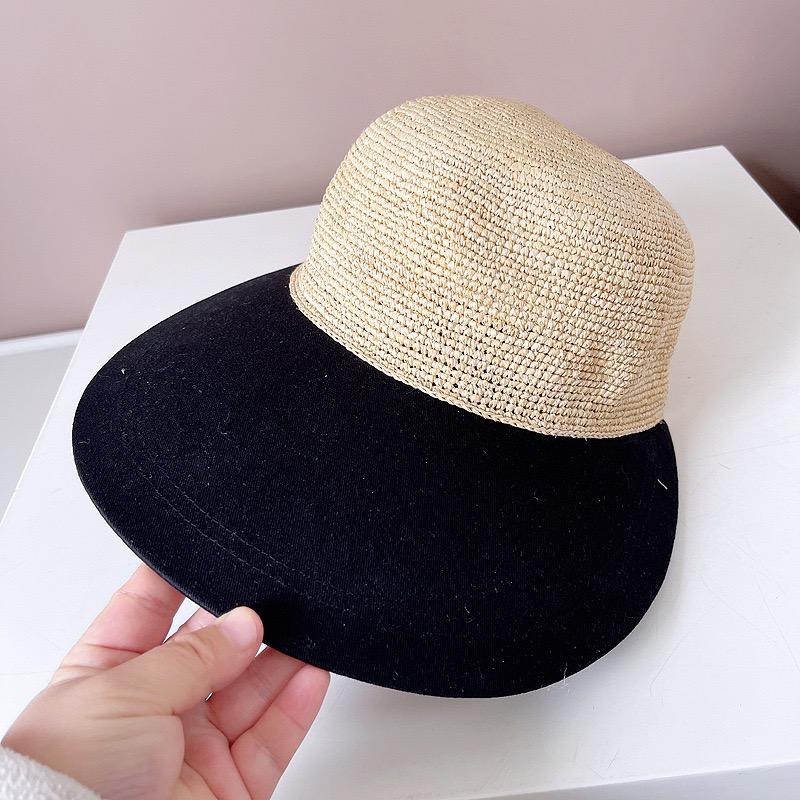 

Fashion Japanese Summer SPF50+ Wide Eaves Sun Protection Hat Brand Trend Raffia Straw Hat Visor Hat White Black Brim Casual Cap 54-60CM чорний