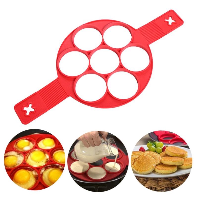 Silicone Non Stick Pot 7-Hole Baking Mold Food-Grade Handle Fried Eggs Pancake Omelet Mold Home Cooking Kitchen Tool Baking Mold