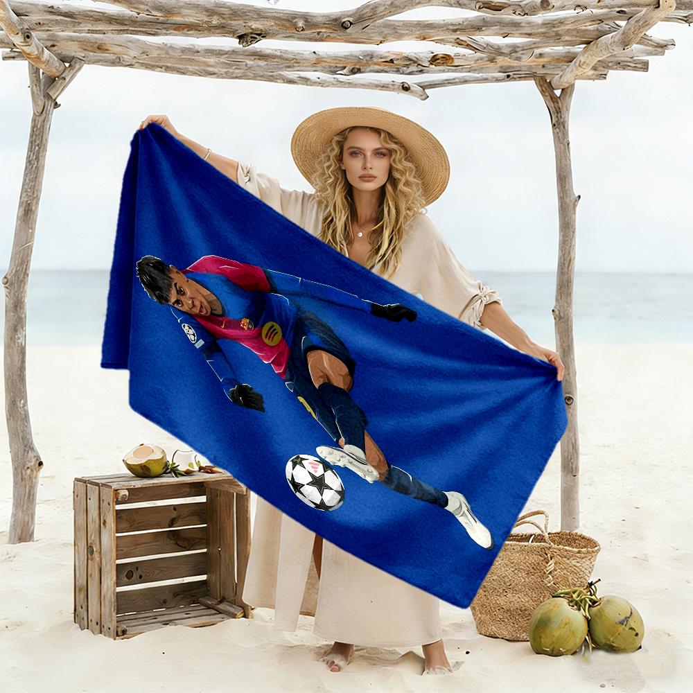 Lamine Yamal Lamina Final Football Artwork Beach Towel Soft Durable Quick-Dry Comfortable Lightweight Suitable for Swimming, Gym, Camping, Yoga Vacati