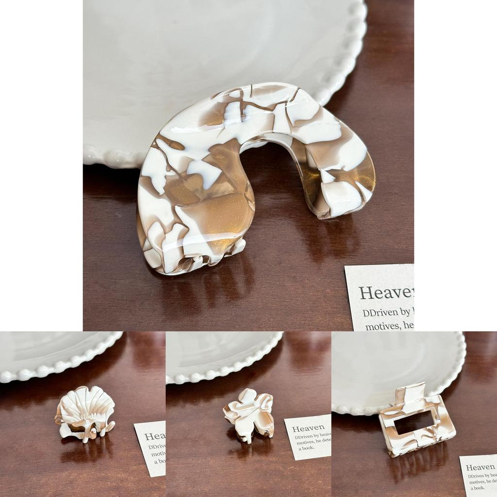 Premium Acetate Hair Claw Clip In Elegant Milk Coffee Color For Stylish Updos And Fashionable Looks