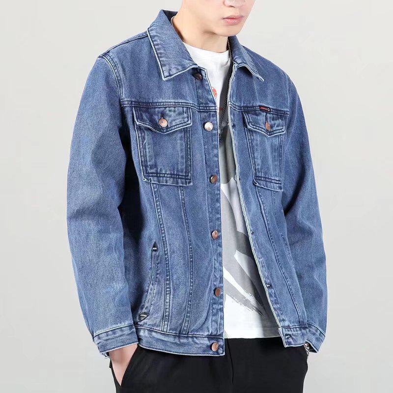 Men's Korean Style Embroidered Denim Jacket - Trendy, Loose, Casual for Spring and Autumn.