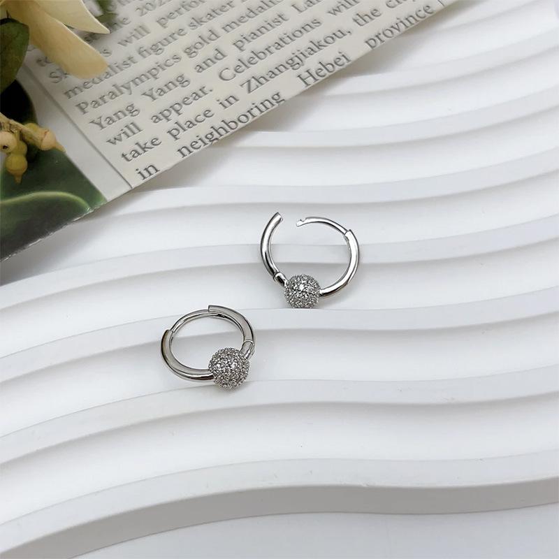 

Изысканные роскошные серьги-пусеты с бриллиантами для женщин - Французские серьги-каффы из стерлингового серебра s925 высокого класса Sterling Silver 925