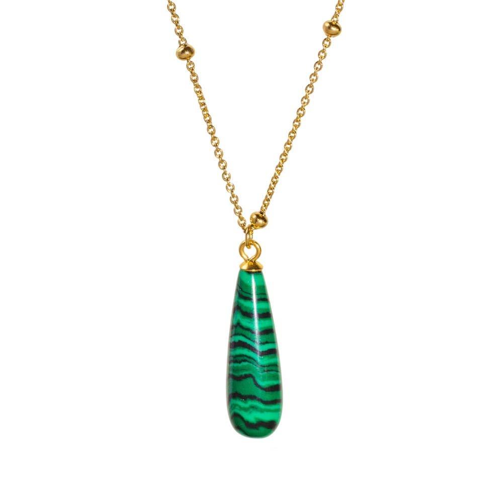 Vintage Waterdrop Pendant Necklace Natural Women Choker Colorful Stone Necklace  Accessories