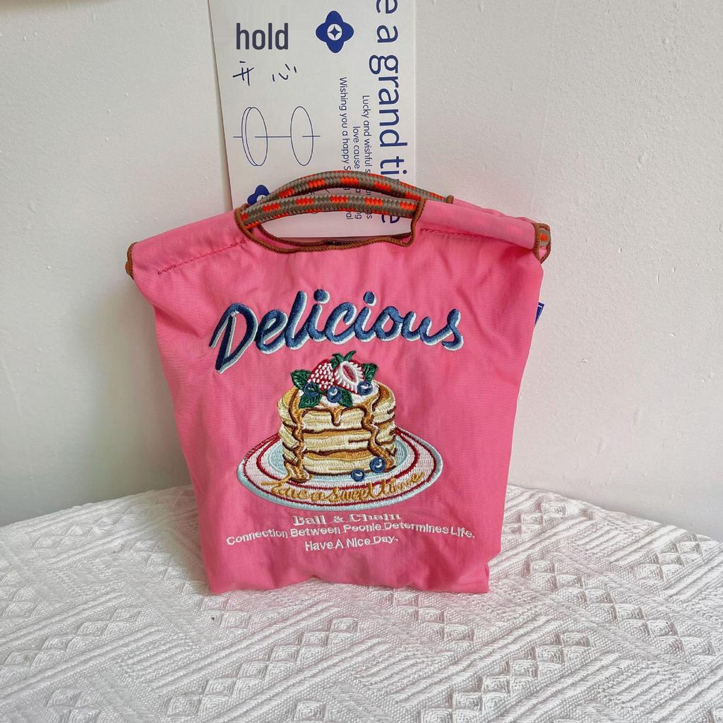 Eco-Friendly Embroidered Nylon and Canvas Shopping Bag