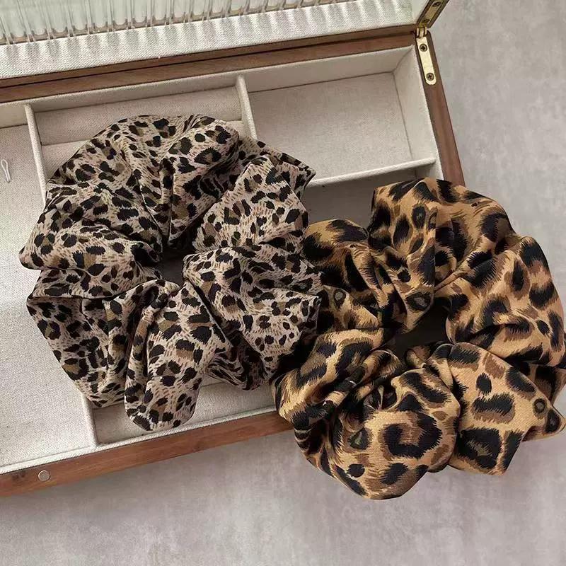 

2 шт. Персонализированная и универсальная резинка для волос в виде толстой кишки с леопардовым принтом, резинка для низкого хвоста, резинка для волос