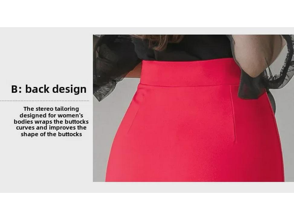 2022 Elegantní volánová bodycon sukně pro dojíždění se zipem, plus size, elastický střih