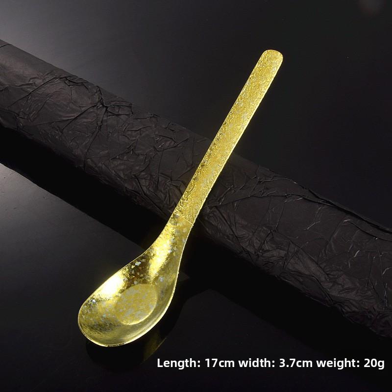 Chinese Household Hammer Patterned Handle Crystal Ice Flower Children's Flat Bottomed Spoon