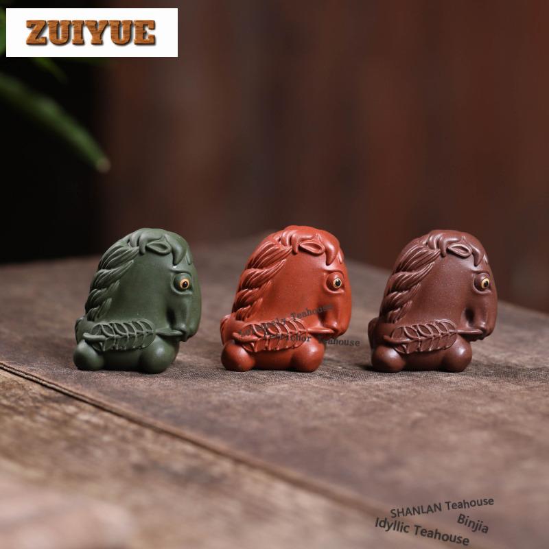 Yixing Purple Clay Make A Fortune Horse Tea Pet Antique Lucky Model Tea Figurine Play Toys Tea Statue Ornaments Accessories