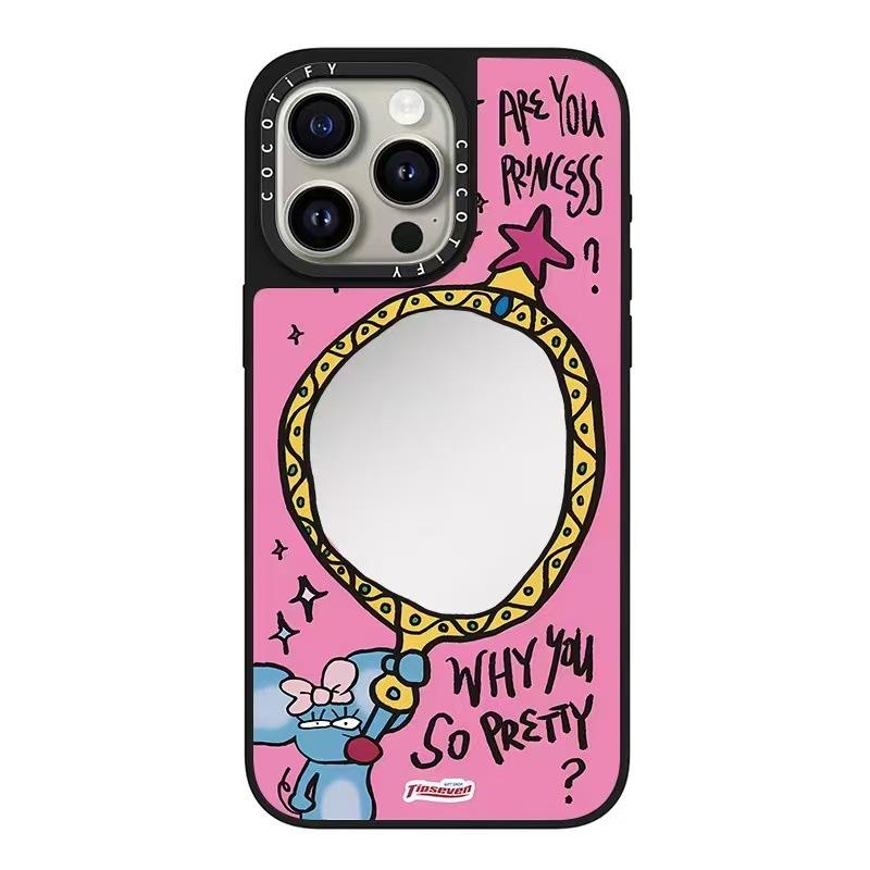 For Phone16ProMax for Apple 15Pro Cute 13 Anti-fall Phone14pro Mirror Phone Case