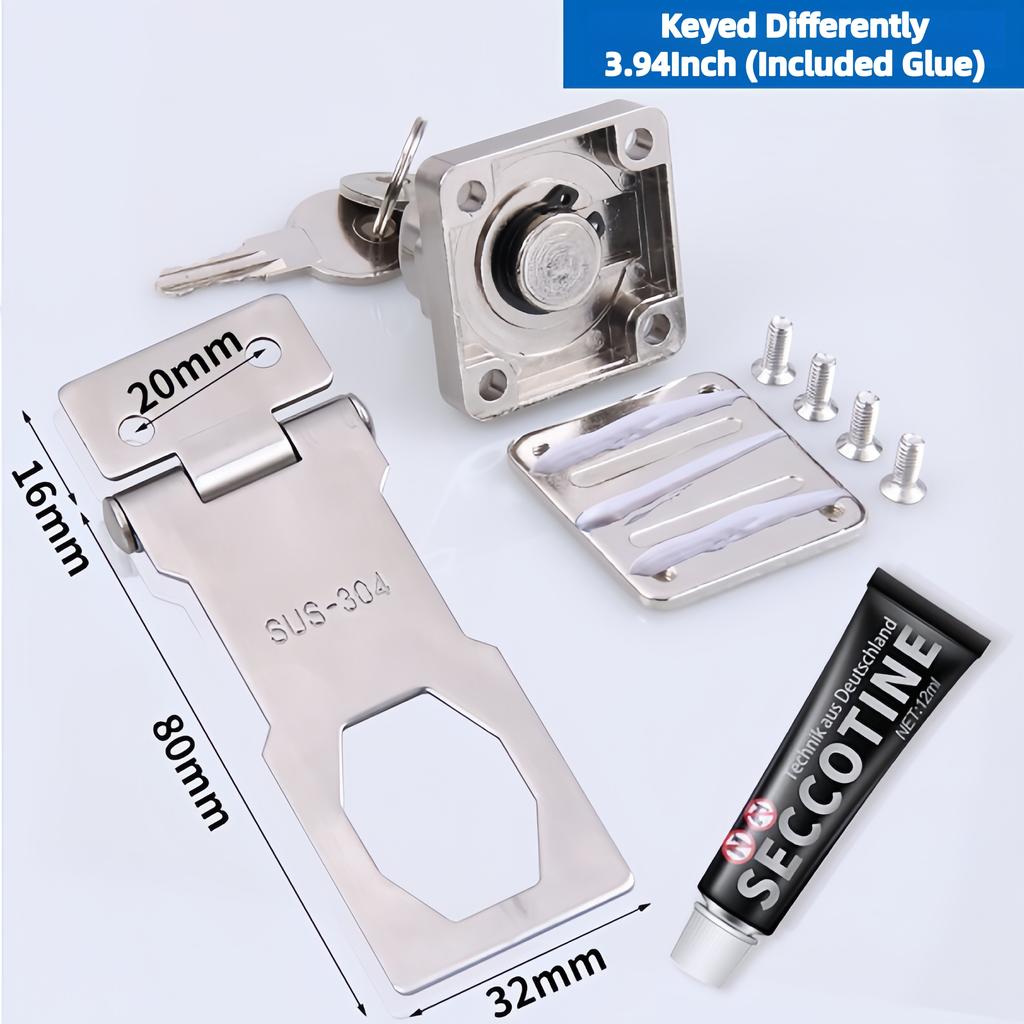 304 Stainless Steel Waterproof Polished Key Lock Plate Buckle Split Door Easy Access Opening Drawer Cabinet Cupboard Grain