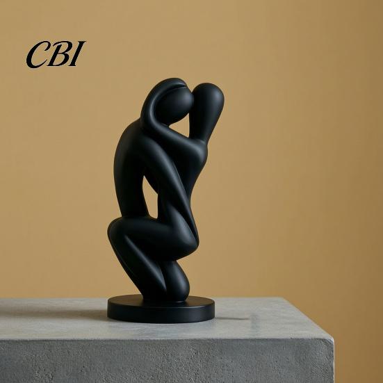 Burr-free Surface Ornament 3D Printed Hugging Couple Sculpture, Abstract Embrace Figurine with Smooth Curves, Minimalist Statue Stable Base Decoration