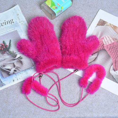 Fashion Winter Women Gloves Genuine 100% Real Mink Fur Glove Knitted Mittens Thick Warm Fur Gloves Mittens