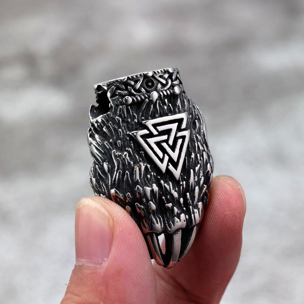 Viking Bear Claw Pendant Necklace for Men Titanium Steel Triangle Design