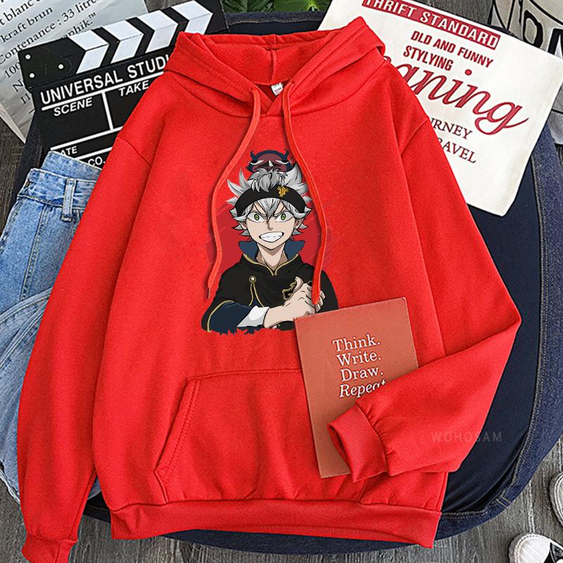 Harajuku Japanese Anime Black Clover Men Hoodies Sweatshirt Funny Cartoon Boys Asta Streetwear Pullover Winter Patchwork Hoodies