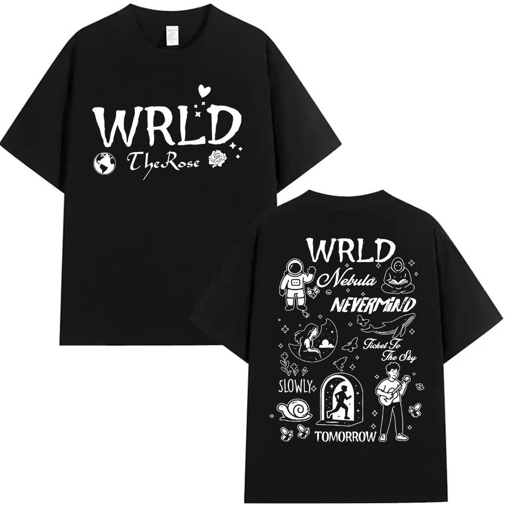 

Футболки The Rose Once Upon AWRLD World Tour 2026 Мужские Женские Хип-Хоп K-pop Мода Хлопок Короткий Рукав Футболка Харадзюку Уличная Одежда 2XL