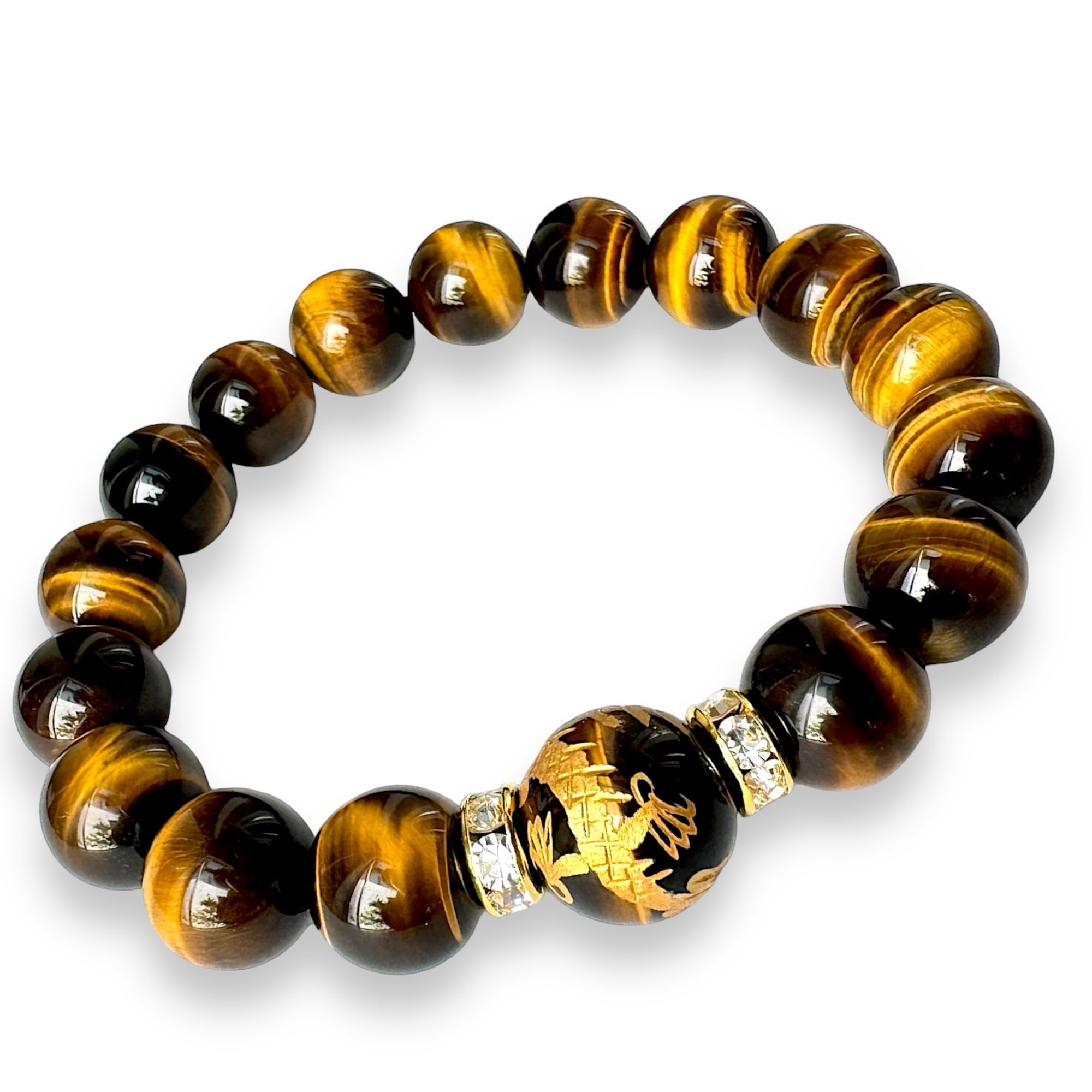 

Natural Stone Bracelet Power Stone Bracelet Five Claw Dragon Gold Engraving Tiger Eye Money Luck Work Luck Promotion Luck Increase Original Drawstring