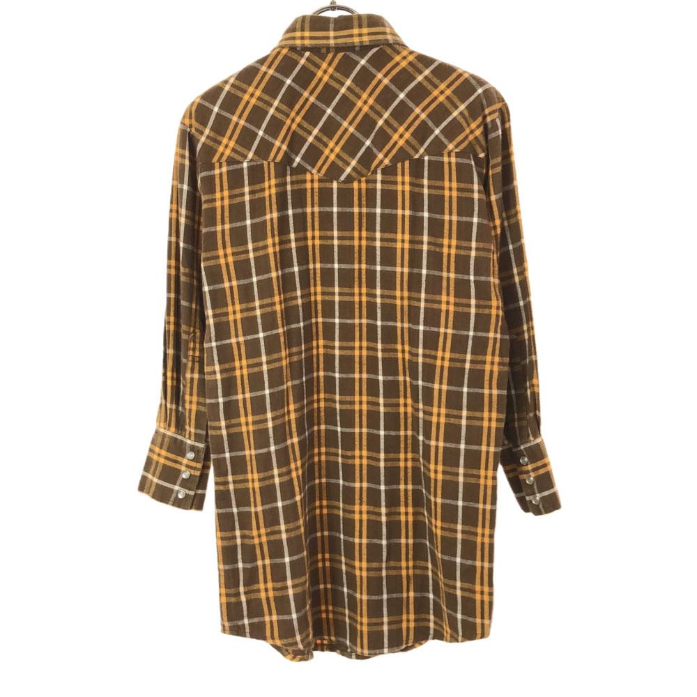 Lee 70s check 7 minutes sleeve Western shirt S Brown x yellow Old vintage Men's Used