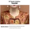 Summer 2026 Retro Chinese Style Printed T-shirt for Middle-Aged & Elderly Women - Slimming Short Sleeve Round Neck