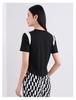 Round neck T-shirt for women, elegant summer short sleeved shirt, contrasting color top