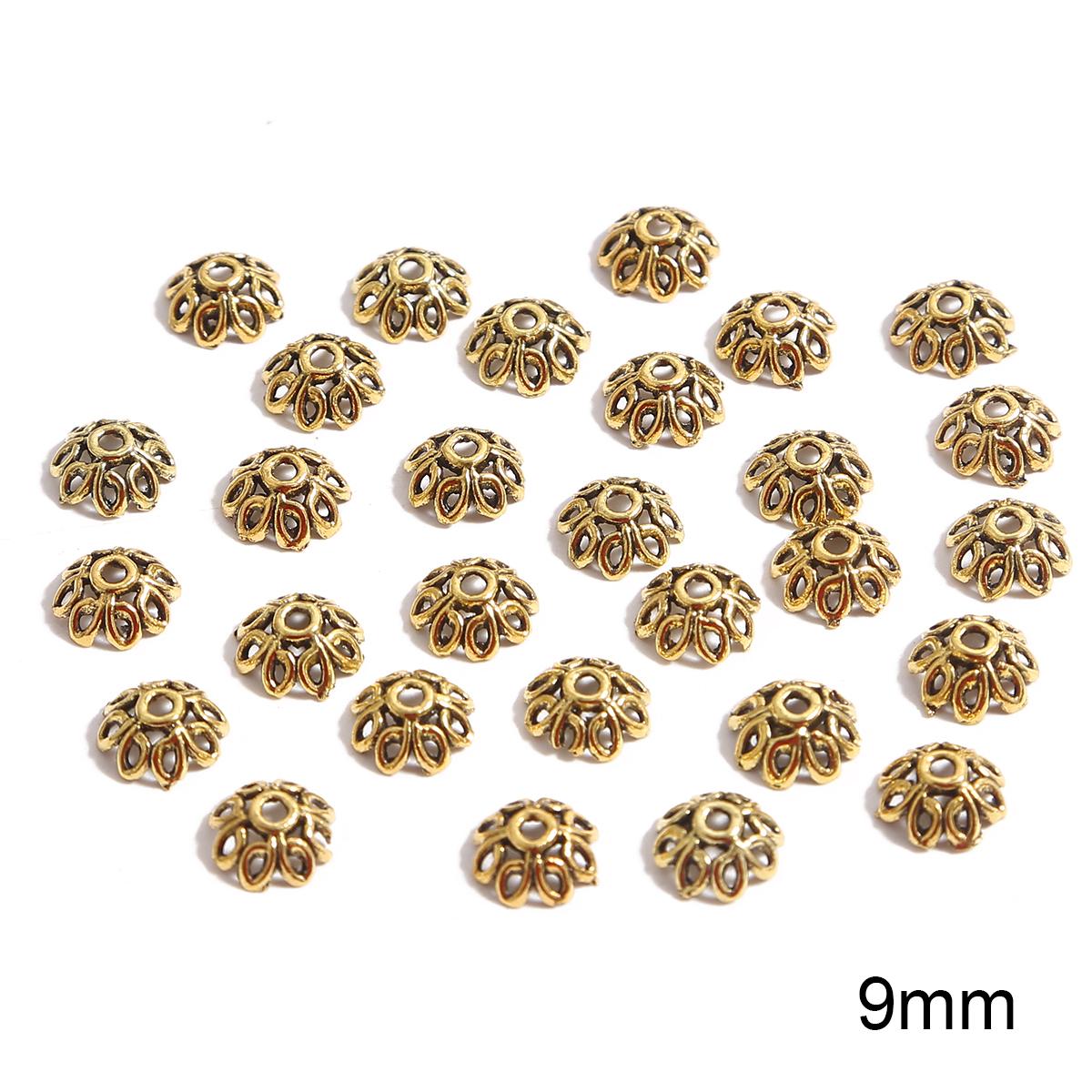 

50 шт металлические полые цветочные бусины, колпачки, коннекторы для изготовления ювелирных изделий своими руками 03 золотой
