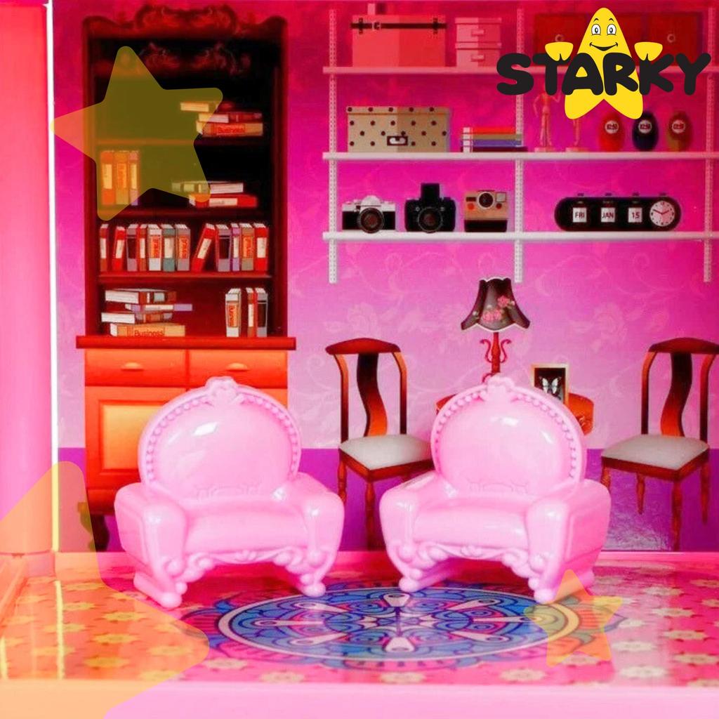 Dollhouse furniture accessories set 129 pcs villa pink gift for a girl