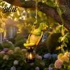 Novelty Yard Art for Trees Climbing Animal Solar Light Resin Statue with Lantern Unique Decor Garden Lovers Hanging Light Outdoor Tree Decoration